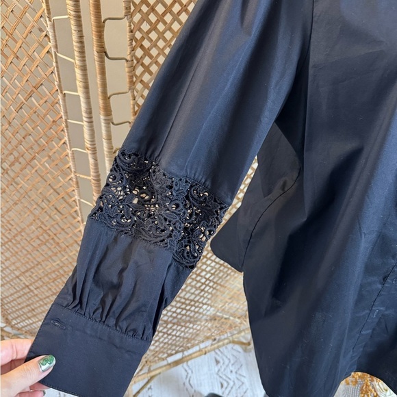 Black Button Down Lace Top - Picture 8 of 13